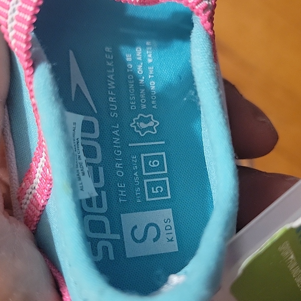 Speedo Mary Jane Kids Aqua Shoes - Blue and Pink SZ S - Picture 4 of 12